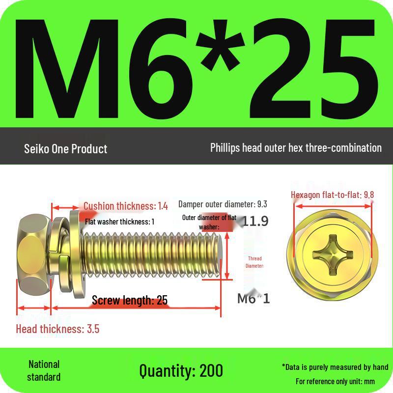 Hexagon Head Combination Screw Bolt Set with Washer and Spring Washer