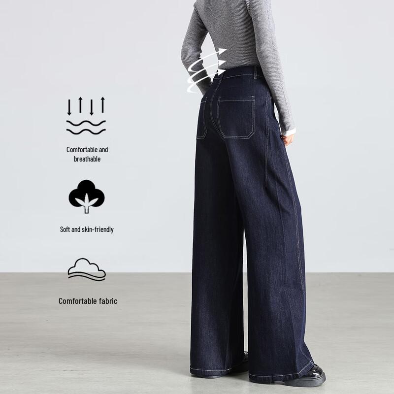 Handu Yishe Women's Fade-Resistant Loose Fit Straight-Leg Jeans