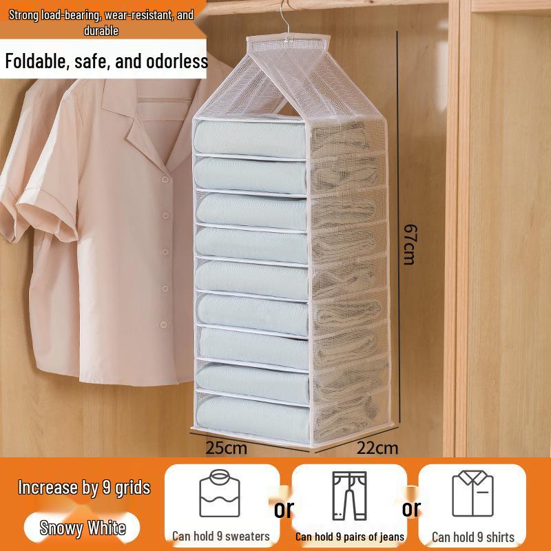 Hanging Trousers Clothes Storage Bag - Layered PVC Divider for Household Use