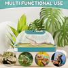 Reptile Feeding Box Portable Transparent Snail Breeding Box with Drawer Tray and Handle Reptile Transport Container for Lizard