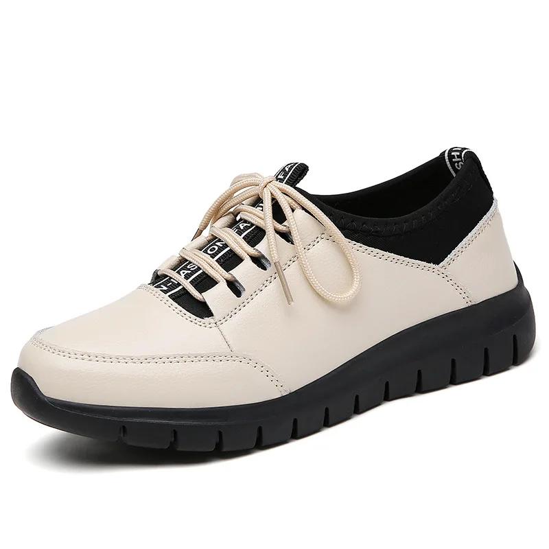 2025Sneakers Women Shoes Platform Loafers Lace Up Leather Flats Trend Spring Casual Mom Shoe Mujer Zapatos Chaussure Femme