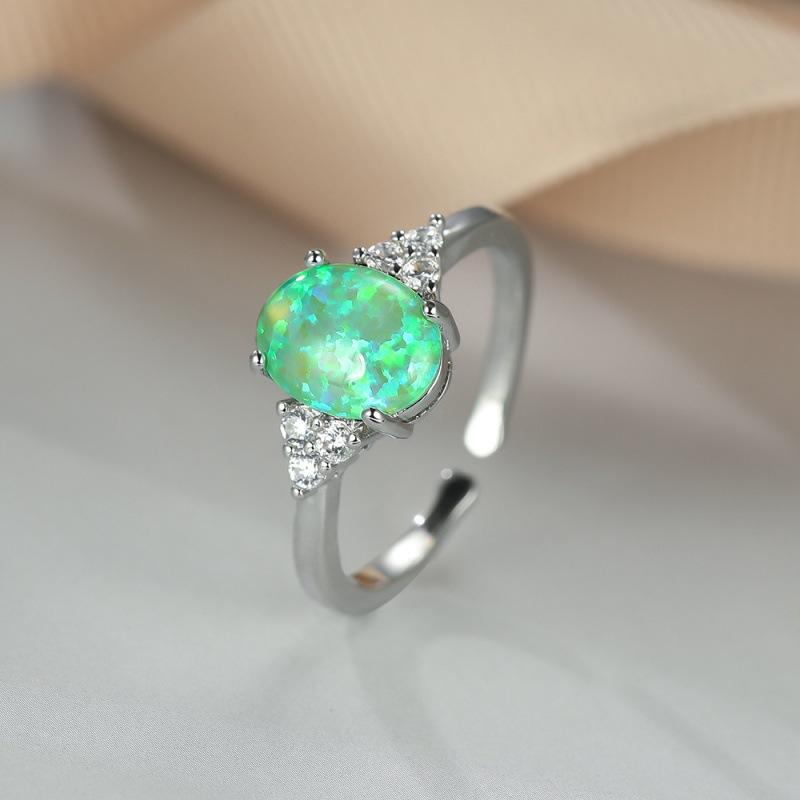 Supply, Platinum Opal Open Ring, Fashion Retro