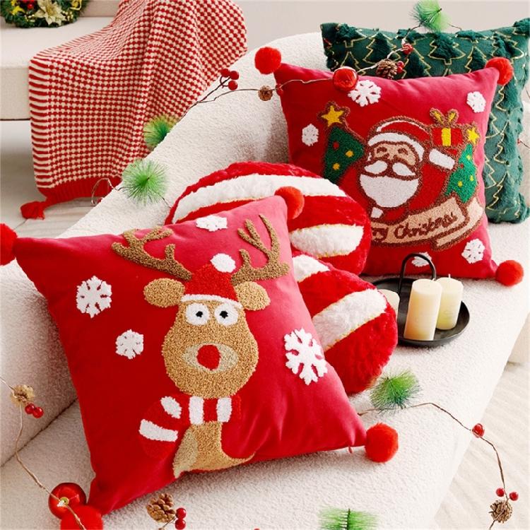 Embroidered Throw Pillow Case Removable Washable Sofa Cushion Cover Christmas Themed Pillowcase Home Decoration