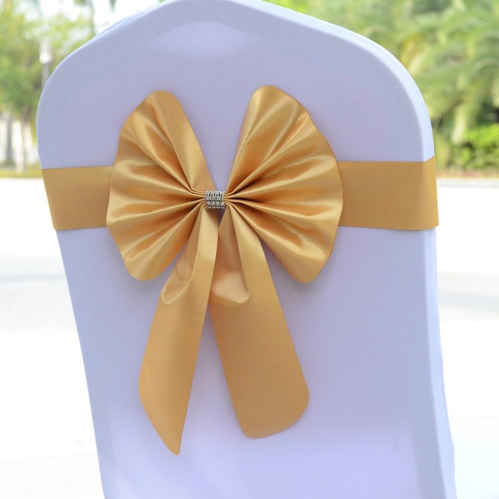 New Sashes Elastic Bow Tie Ready Made Chair Sashes Band For Wedding Party Hotel Banquet Event Decoration