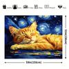 2D Van Gogh Starry Night Sleepy Orange Tabby Cat Tapestry Wall Decor