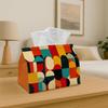 1pc Modern Multicolor Tissue Box Holder - Red Blue Yellow Washable & Reusable Tissue Dispenser, Polyester Suitable for Modern Boho Scandinavian Decor,