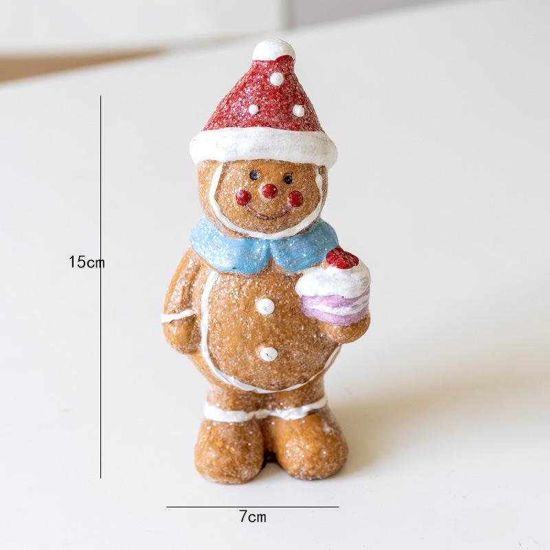 Cute Gingerbread Figurine Resin Crafts Christmas Decorations Desktop Atmosphere Ornaments Holiday Gift Arrangements Props