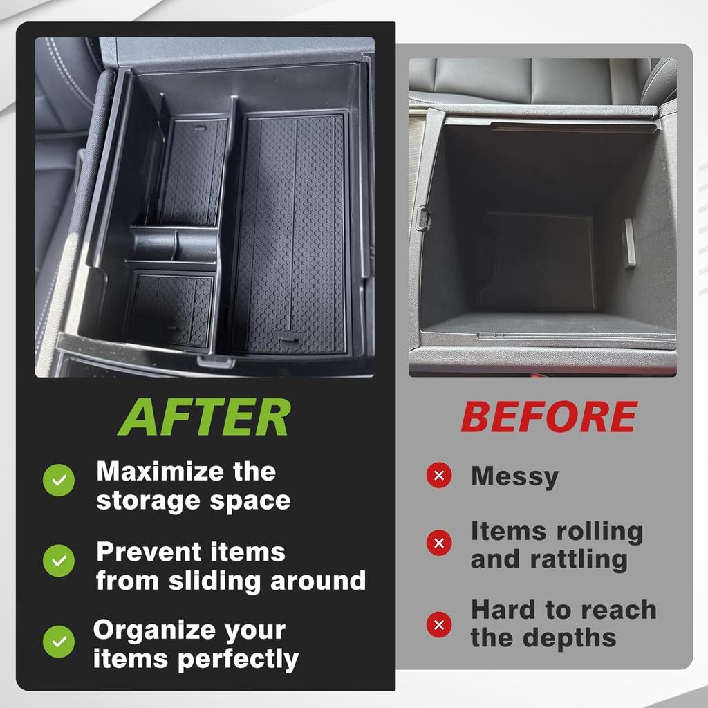 Muslogy Center Console Organizer Compatible With 2024 2025 GMC Acadia & Chevy Traverse & 2025 Buick Enclave Accessories Middle Console Storage Box