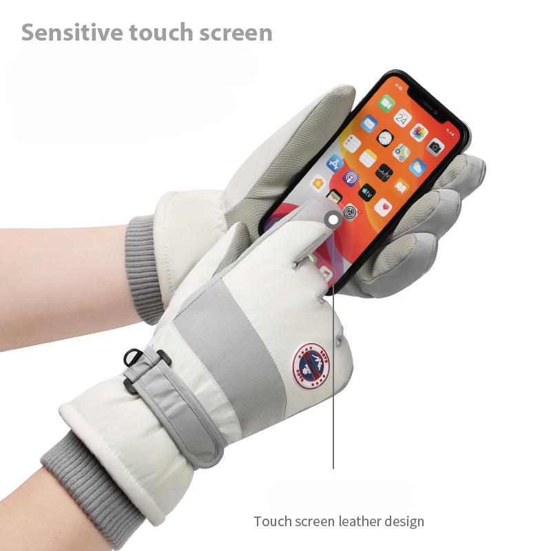 Guanti da sci invernali, touch screen impermeabile per ciclismo all'aperto, guanti isolanti in peluche, silicone antiscivolo e resistente all'usura Resistente a -40 ° C