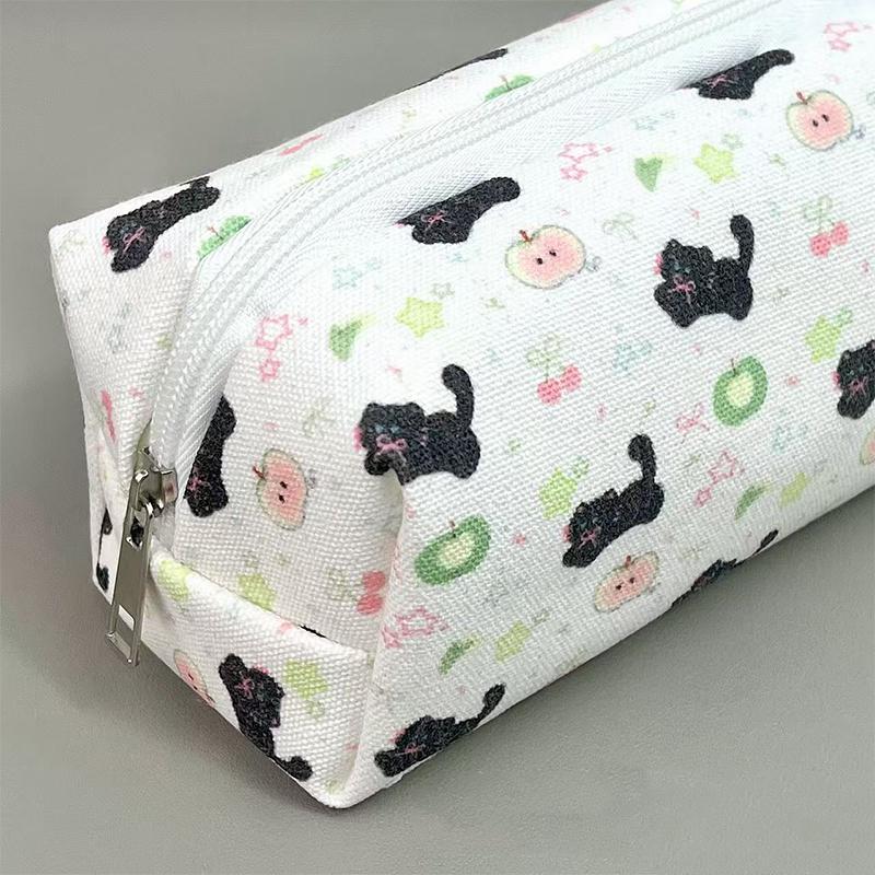 Cute Cat Print Pencil Case Bag Pouch Teach Gift Gadget Bag Storage Makeup Bag Stationary Bag