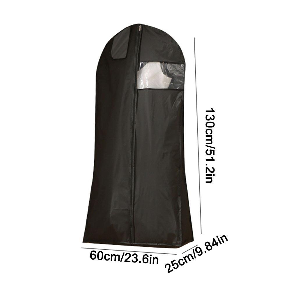 

1 шт. Двусторонняя сумка для хранения платьев в шкафу Прозрачный чехол-протектор для длинной одежды Свадебный Black-60x25x130cm