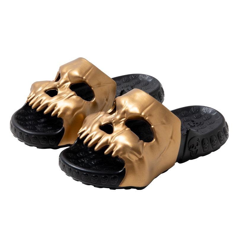 Fashion New Personalized Skull Design Slippers for Men 2024 Summer Fun Novelty Slides Thick Sole Platform Beach Non-slip Women Sandals