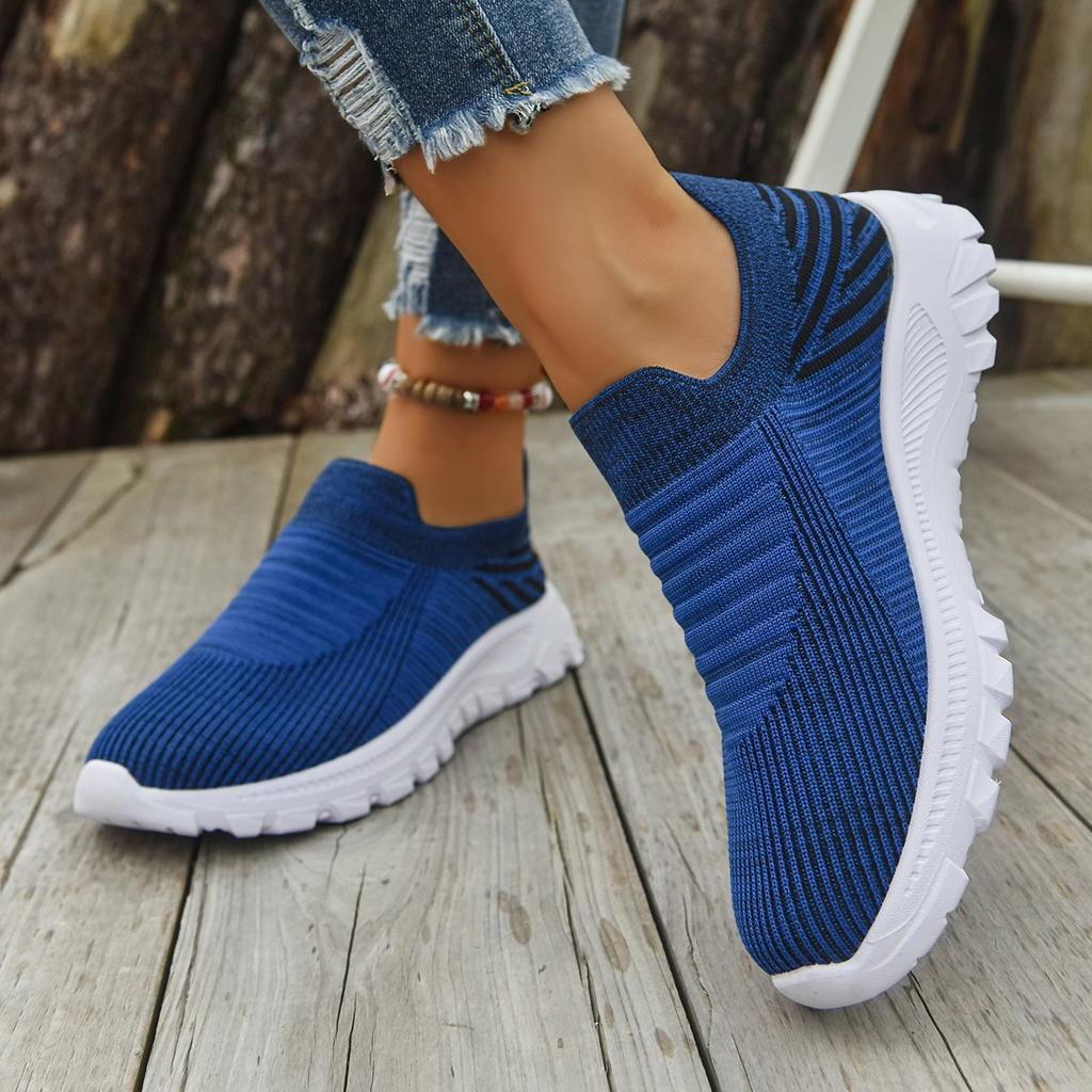 Unisex Knitted Loafers, Round Toe Slip-On Flats, Breathable Casual Shoes Wholesale for Men and Women
