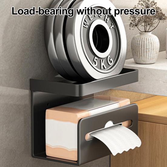 Wall-Mounted Toilet Paper Holder Storage Tray Strong Load-bearing Easy Installation Tissue Wipes Holder Bathroom Organizer