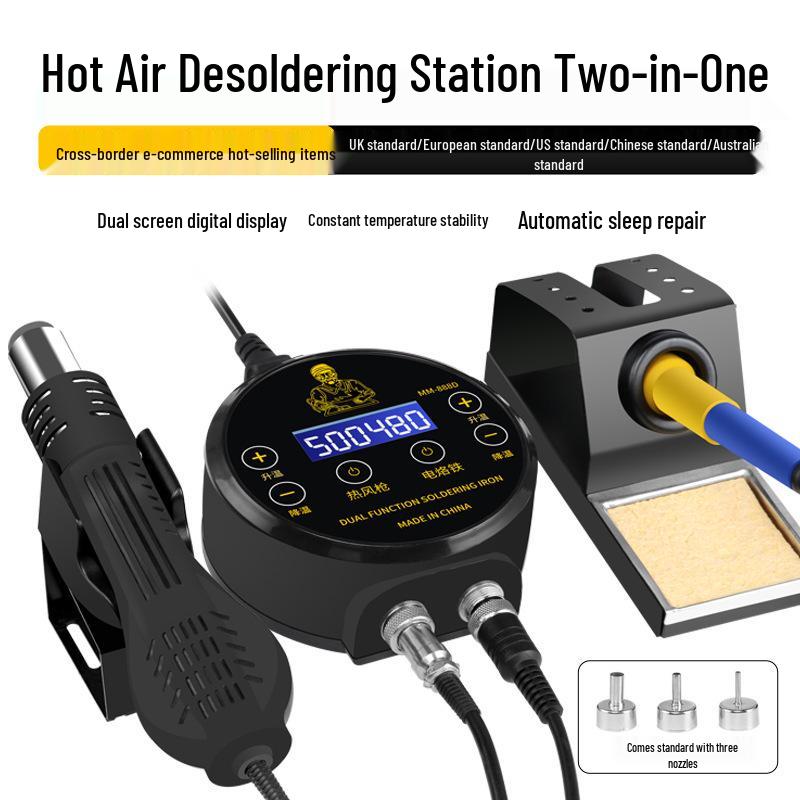 2-in-1 Digital Hot Air Gun & Soldering Station with Touchscreen Display