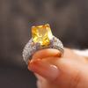 New Geometric Luxury Ring with European and American Style, Dense Set Round Zircon, Elegant  Noble Yellow