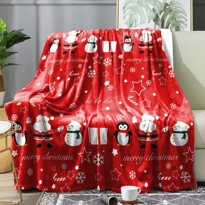 Winter Red Christmas Soft Blanket Cover Flannel Decorative Home Warm Throw Rectangle Blankets Bedspread Bedding Holiday Gifts