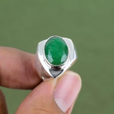 Facettierter Sambischer Smaragd Ring 925er Sterlingsilber Ring Handgefertigter Stilvoller Schmuck Natürlicher Edelstein Ring Jahrestagsgeschenk Erhältlich In Ringgröße