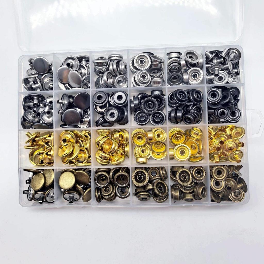 100er Set Vierfarbige Edelstahl-Druckknopf-Kit - Ohne Nähen Starke Zange & Weiße Knopfverschlüsse für Plane