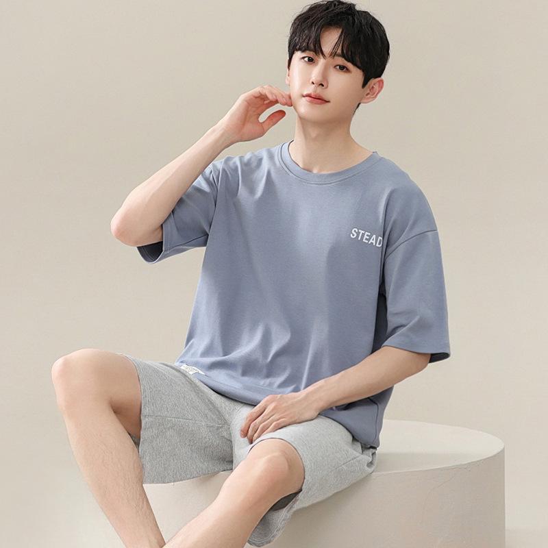 Modal Men's Summer Pajamas Set - Short Sleeve Pullover and Shorts for Cooling Comfort