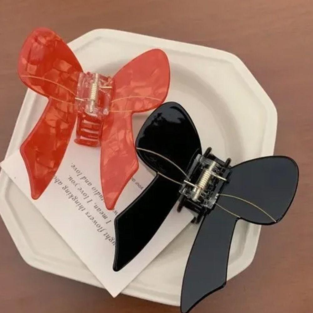 

Solid Color Bowknot Hair Claw Acetate Shark Clip Sweet Butterfly Hair Clip Female