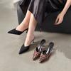 Pointed Thin Heel Bag Head Half Slippers 2025 Summer Fashion New Leopard Print Lazy Muller One Pedal Women's Shoes High Heel