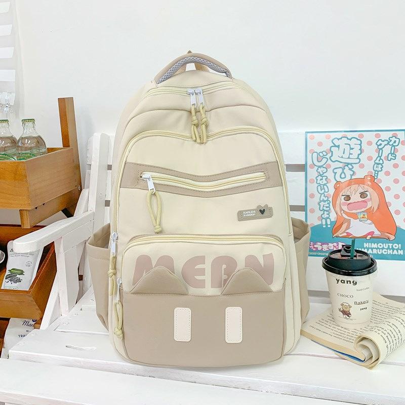 New Foreign Trade Student Schoolbag Contrasting Colors Ins Mori Cute Casual Backpack Simple Large Capacity Fashion Backpack