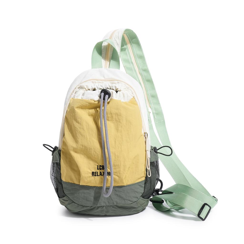 Schoolbag Backpack Contrast Color Large Capacity Messenger Bag Versatile Water Cup Bag Outdoor Hiking and Cycling Camping Leisure Backpack Breast Bag