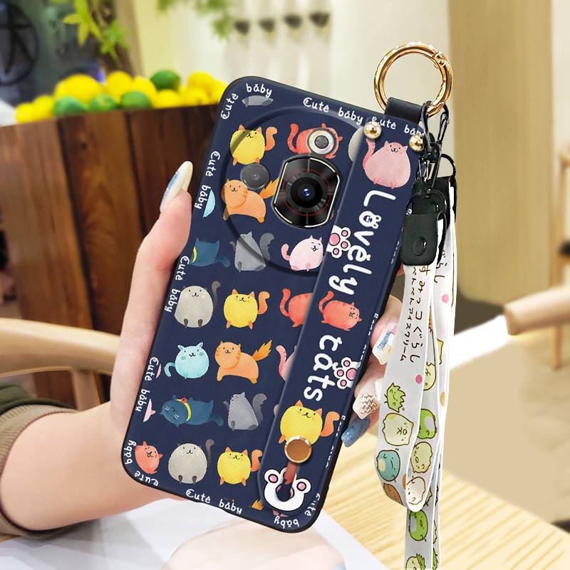 Ring Back Cover Phone Case For ZTE Nubia Focus Pro 5G Phone Holder Wrist Strap Silicone Shockproof Durable Anti-dust