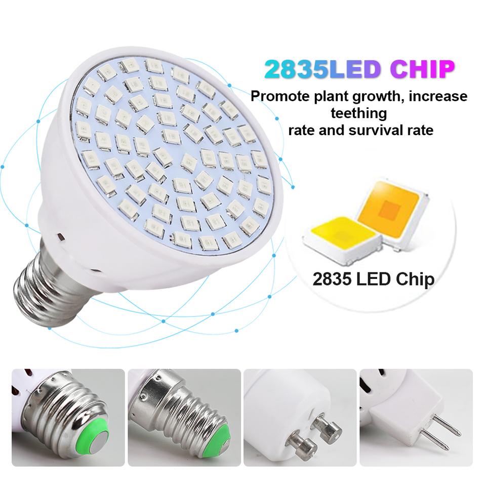 Led Grow Žárovka 220V E27 60 80LED LED Full Spectrum LED Rostlin Skleník Hydroponické Růst Světlo Vnitřní rostlina Fyto Květinová Lampa