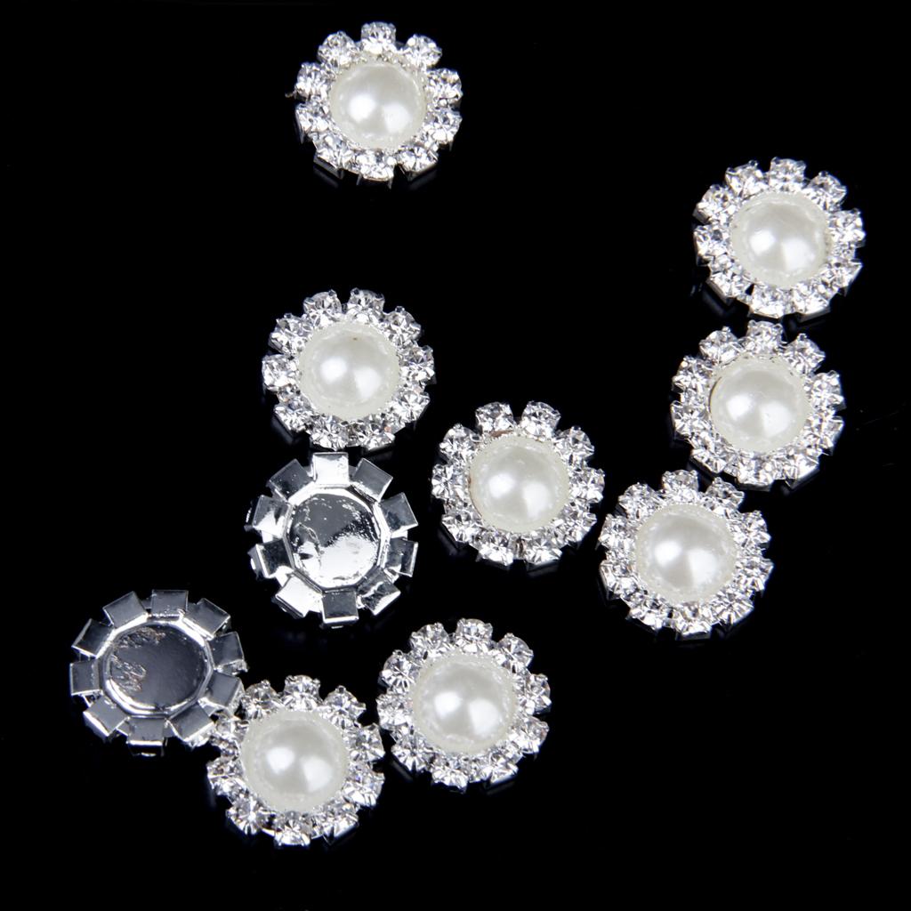 5pcs 30mm Crystal Rhinestone Buttons Pearl Flower Embellishments Buttons Flatback DIY Buckles for Wedding Jewelry Shoes Decor