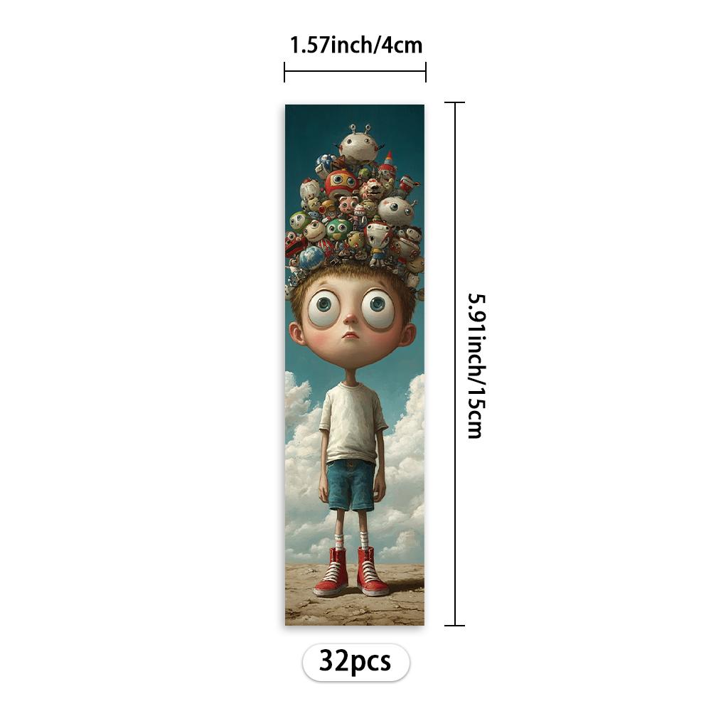 32pcs, bizarre surreal bookmarks, back-to-school season, Christmas, Halloween, suitable for teachers, readers, and birthdays.