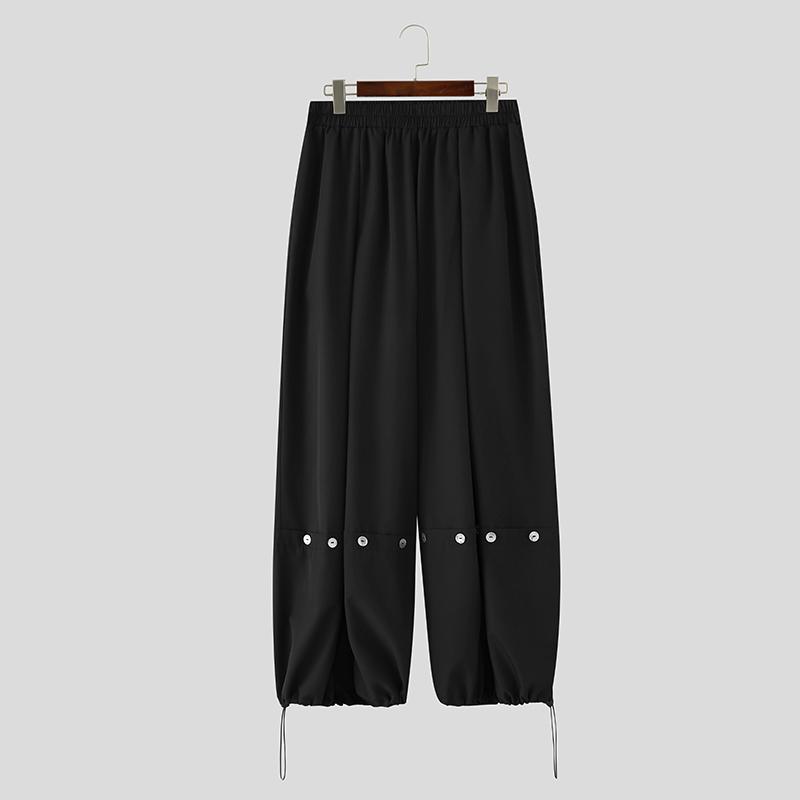 INCERUN Men Drawstring Elastic Waist Solid Color Casual Loose Long Harem Pants Trousers