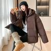Sports simple cotton clothes New fashionable women's small thickened loose casual anti-season solid color bread clothes