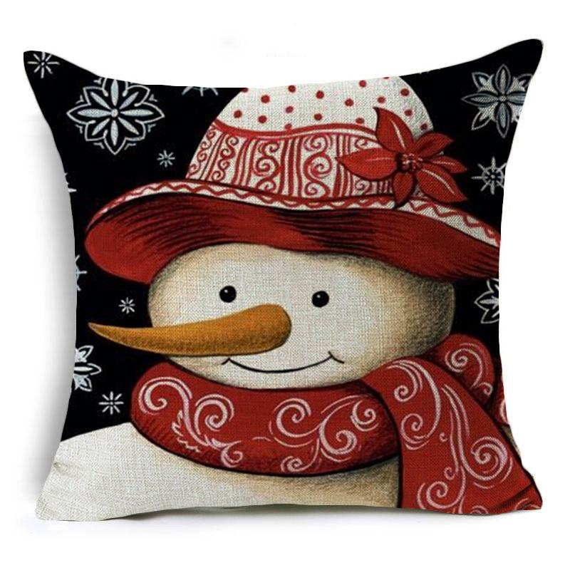 Christmas Merry Christmas Snowman Linen Pillow Case Office Cushion
