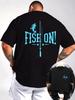 Fish On Fishing Mens Tshirt Graphic Casual Cotton Short Sleeve Tops Summer Streetwear