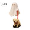 Anthropomorphic Dog Sculpture Halloween Ghost Walking Figurine, Cute Spooky Statue with Creative Table Centerpiece LED Candle, 3D Printed Tabletop
