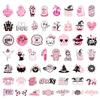 50 Cartoon Pink Halloween Stickers: Double-Sided, Waterproof Decoration for Journals & Water Bottles