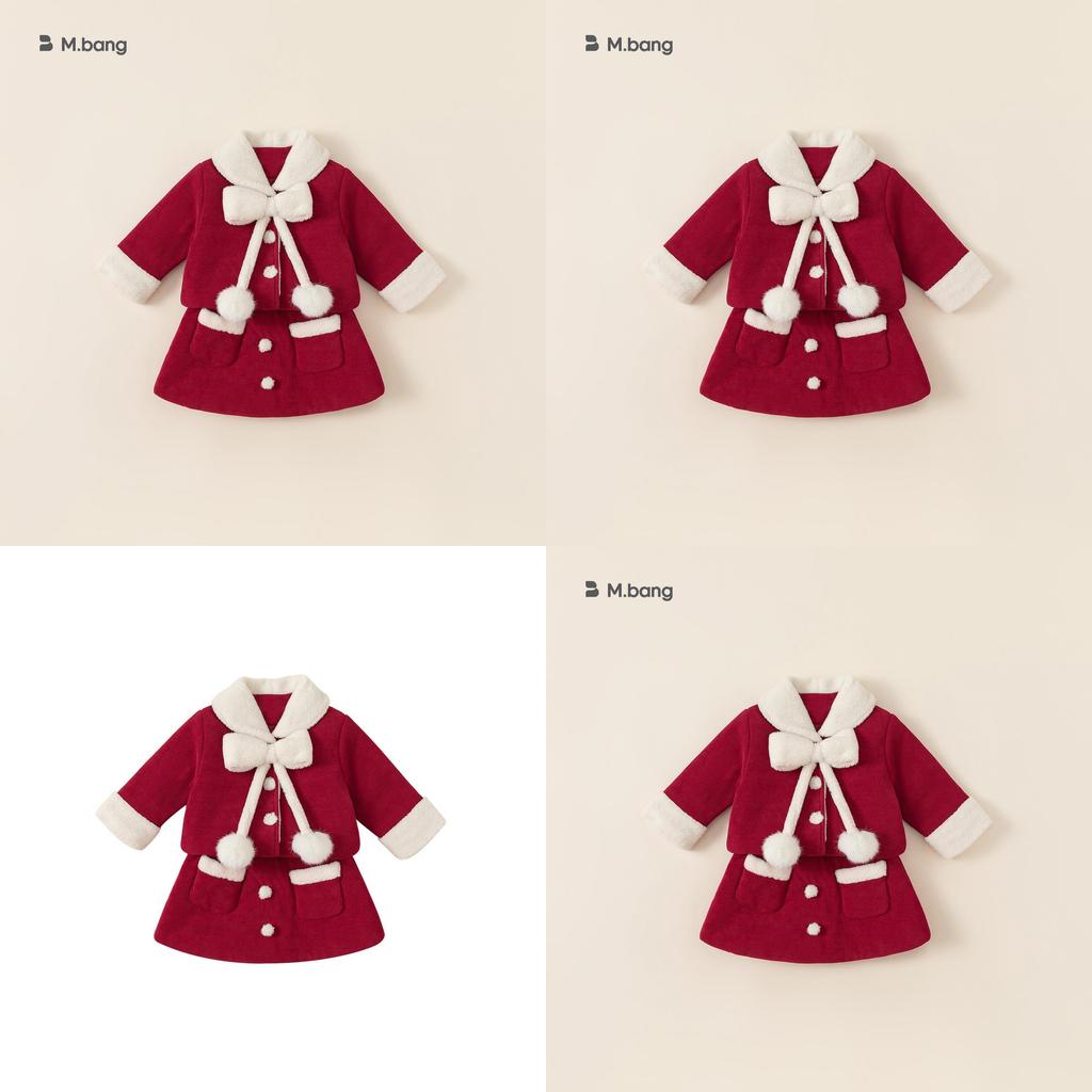 Cute Childrens Girl Dress Suit With Insulated Polyester Material And Button Closure For Winter Wear