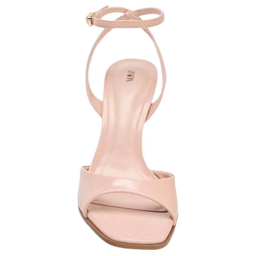 Zara Pu Fashion Open-Back High Heels One-Strap Sandals 9Cm Women Sandals Rose-Red 2312610050