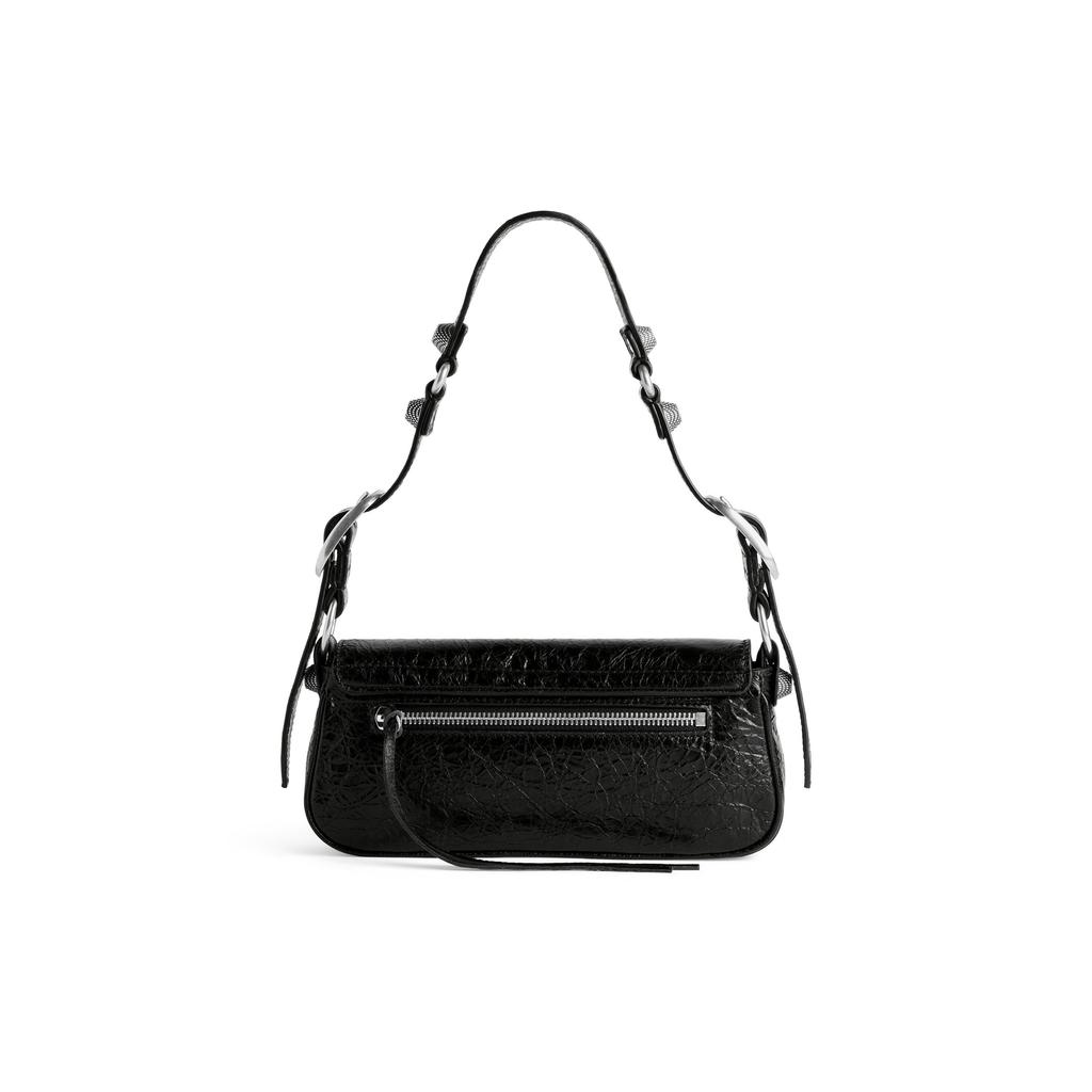 Balenciaga Le Cagole Adjustable Shoulder Strap Studded Magnetic Closure Textured Lambskin Mini Handbag Women handbag Black 7716701VG9Y1000