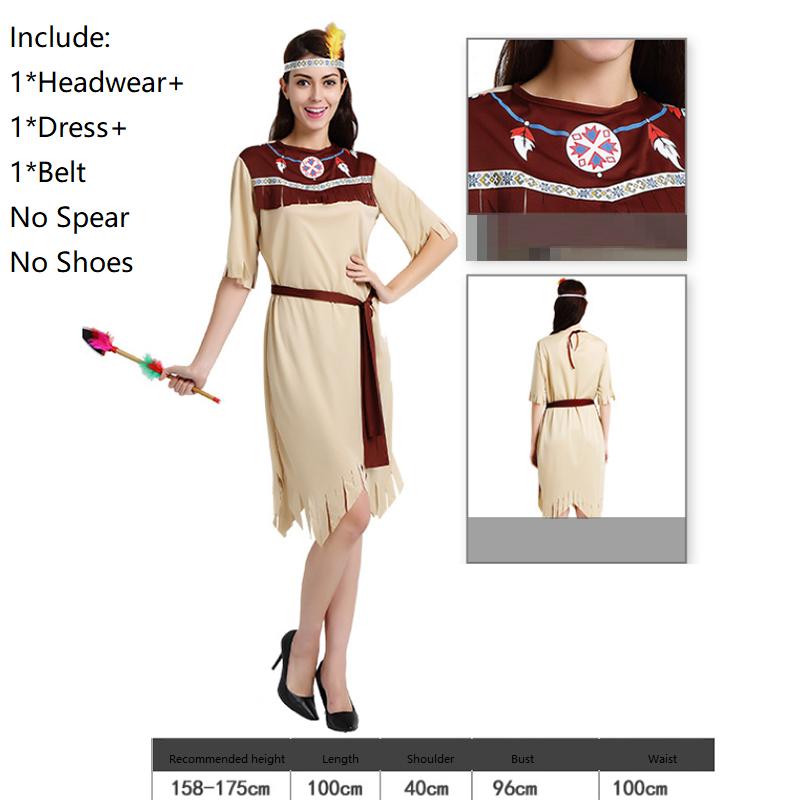 Women Tassel Indian Costume Native America Outfit Halloween Fancy Dress Cosplay