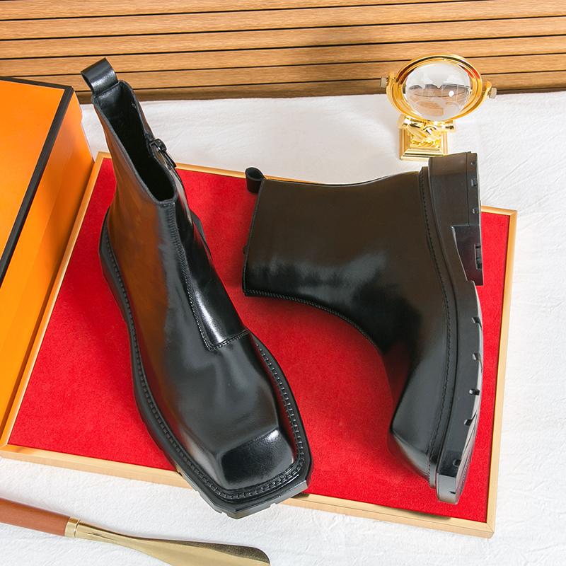 Modne Stylowe Męskie Casualowe Kowbojki Proste Skórzane Botki Do Kostki Street Style Męskie Krótkie Botas Outdoor Chelsea Boots Buty High Top