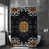 Golden Baroque Symmetrical Shower Curtain, Paisley Bohemian Tribal Ethnic Damask Ornament Luxury Design Bathroom Shower Curtain