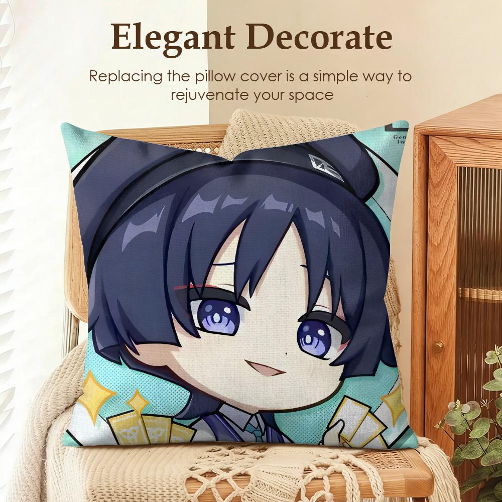 

Подушка с принтом Wanderer из Genshin Impact Наволочка из натурального льна Органическая ткань Двусторонний принт Декор для дивана и дома Подарок Наволочка 30x30cm