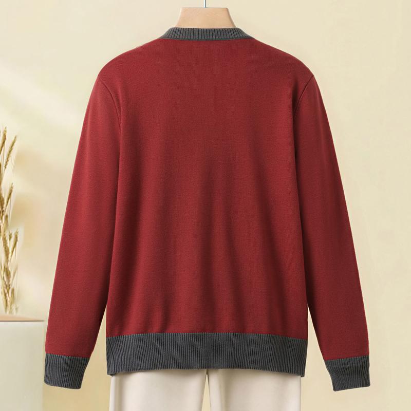 Women Plus Size Knit Cardigan Color Block Button Down Long Sleeve Pocket Loose Casual Sweater Jacket