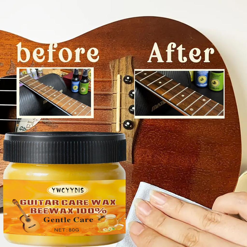 80g Polish Premium per Chitarra, Cera Premium per Chitarra, Polish alla Cera d'Api per Chitarre, Violini, Ukulele, Cura per Chitarre Violini Cera d'Api Corda