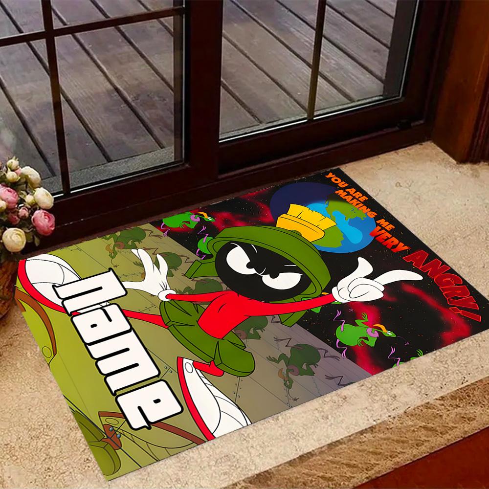 Looney Unique Rod. Personalized Text Floor Rug Office Rug Design for Entryway Dining Room Decorate room Hallway Anti-slip Rug Anime Office Decor