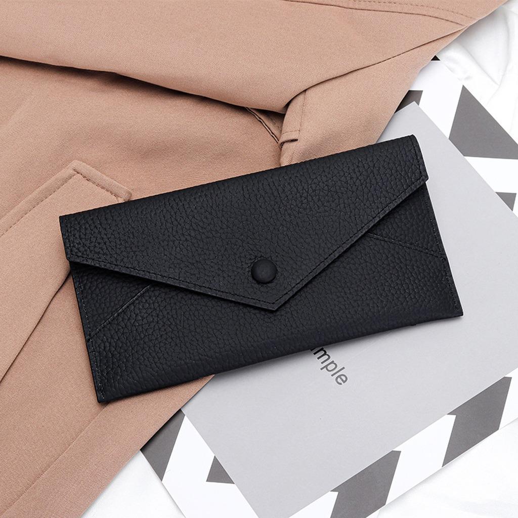 

Women S Leather Wallet Delicate 2-In-1 Purse Long Bifold Wallet Multi-Purpose Smartphone Wallet For Shopping Casual Outfits чёрный