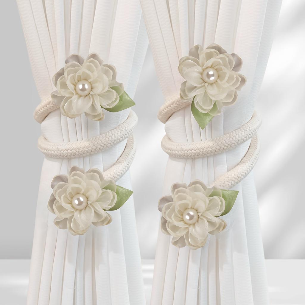 2pcs Branch Flower Curtain Tieback - Free Punching Belt Curtain Clip - Curtain Accessories for Bedroom Living Room Home Decor
